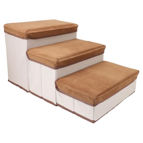 Kletterstufenstreppen, 3 Tierstufen Einfacher Montage Einfacher Speicherplätze für Couchbetten, die Robust Sind (Brown) von Lazmin112
