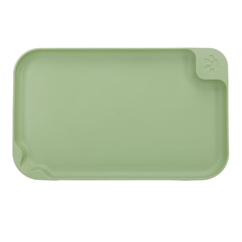 Lazmin112 Cat Food Matte, Erhöhte Kanten Verhindern Überlaufhundwasserschalenschalen Anti -Schlupf - Sauber (Green) von Lazmin112