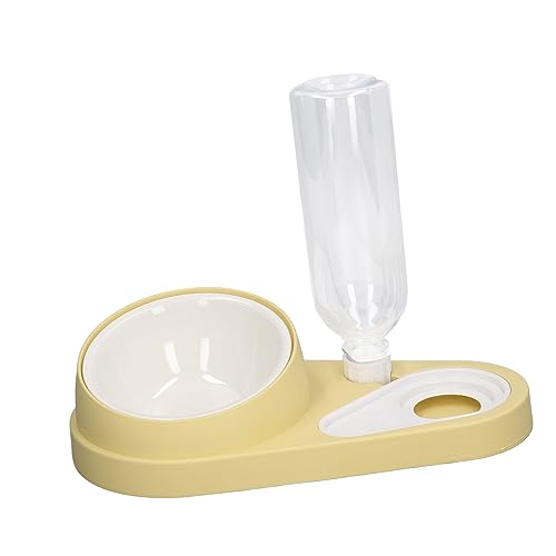 Lazmin112 Haustiere Wasser Food Bowl Set, 2 in 1 Katzenschüssel -Kit 15 -Grad Neigte Automatik für Zuhause (Cremegelb) von Lazmin112
