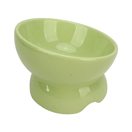 Lazmin112 Keramische Katzenfutterschüssel Geneigte Erhöhte Haustier -Feeder -Schüssel für Schlupfproof, Gesunde und Stilvolle Katzenschale für Katzenversorgung (Green) von Lazmin112