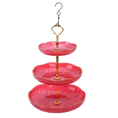Lazmin112 Praktische 3 -stufige Hängende Vogelhäuschen mit Haken, Ideal für Vogelliebhaber, Langlebige Konstruktion (Rot) von Lazmin112