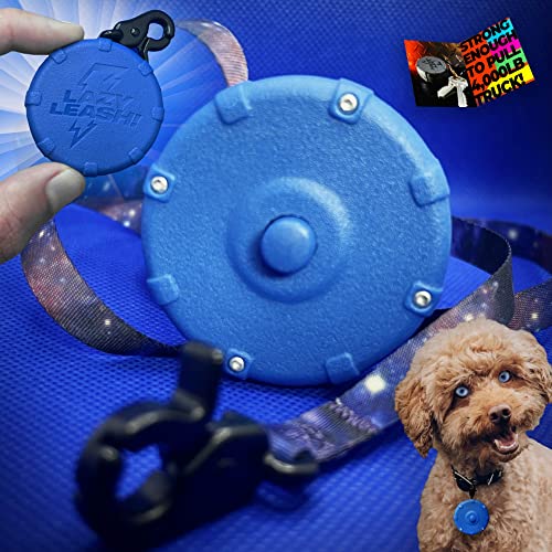 Galaxy Blue + Gratis Bonus-Leine. Tragbare Mini-Hundeleine zum Wandern, Training und Abenteuer. Leistungsstarker, leichter, 91,4 cm einziehbarer Schlüsselanhänger-Clip. Langlebiger und bequemer Griff von Lazy Leash!