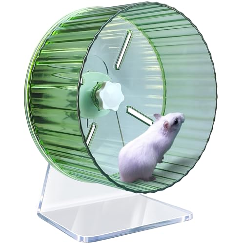 Hamsterrad,Silent Hamster Rad,Silent Wheel,Ruhiges Hamster Rad,Super-Silent Hamster Übungsrad,Einstellbarer Stand Silent Hamster Rad für Hamster,Mäuse,Kleintiere (M Ø17cm, Green) von LazySusan