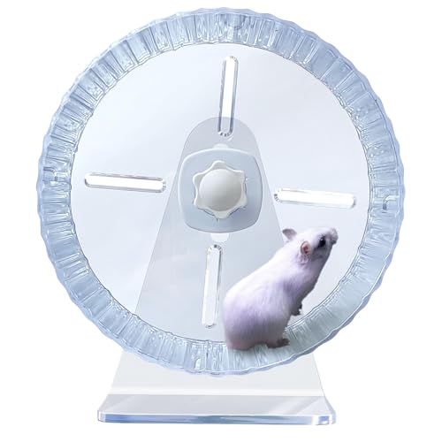 Hamsterrad,Silent Hamster Rad,Silent Wheel,Ruhiges Hamster Rad,Super-Silent Hamster Übungsrad,Einstellbarer Stand Silent Hamster Rad für Hamster,Mäuse,Kleintiere (Transparent, Ø18cm) von LazySusan