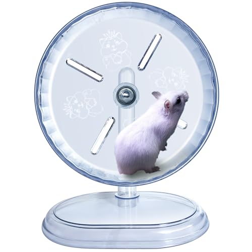 Hamsterrad,Silent Hamster Rad,Silent Wheel,Ruhiges Hamster Rad,Super-Silent Hamster Übungsrad,Einstellbarer Stand Silent Hamster Rad für Hamster,Mäuse,Kleintiere (Weiß, Ø18cm) von LazySusan