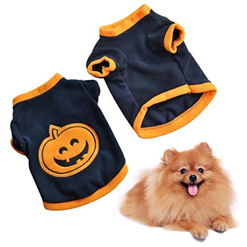 LbojailiAi Netter Haustier-Hund Breathable Kleidungs-Kleid-Halloween-Kürbis-T-Shirt warmes Kostüm - Schwarzes + OrangeL von LbojailiAi