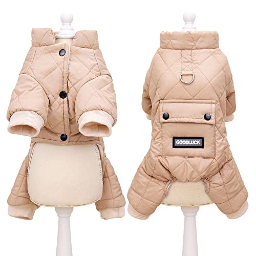 Winter wasserdichte Hundeoverall Mantel Jacke Warme Kleine Haustier Welpen Kleidung Mittlere Hunde Haustier Kleidung Schneeanzug (Large, Brown) von Lcmei