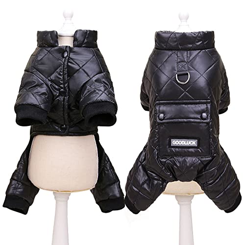 Winter wasserdichte Hundeoverall Mantel Jacke Warme Kleine Haustier Welpen Kleidung Mittlere Hunde Haustier Kleidung Schneeanzug (Medium, Black) von Lcmei