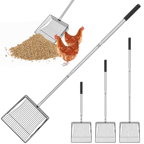 Lconvicely 113cm Hühnerkot-Schaufel – Verstellbares Edelstahl-Zubehör für Hühnerställe, Ausziehbare Mehrzweck-Kotschaufel für Geflügelhalter & Katzenbesitzer von Lconvicely