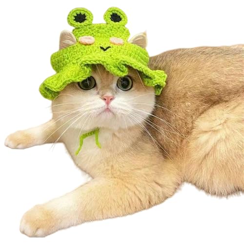 Dekorative Haustierhuthunde Katzen Kopfbedeckung Geburtstag Kostüm Gehäkelte Gestrickte Blumenhund Weihnachtshut Süßes Katzen Accessoires von Ldabrye