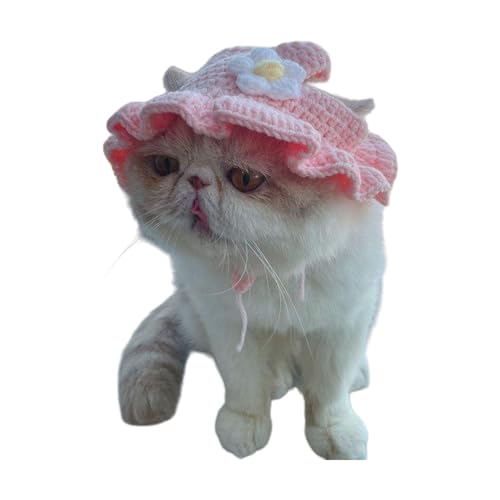 Hunde-Blumenhut, Haustier-Kostüm, Kopfbedeckung, Requisiten, Haustier-Häkelmütze, Welpen, Kopfbedeckung, Party-Kostüm, Foto-Requisiten, Katzenzubehör von Ldabrye