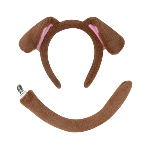 Hundekostümzubehör Mit Schwanzohr Stirnband Nase Bowtie Rock Rollenspiel Outfit Für Kids Cosplay Outfit von Ldabrye