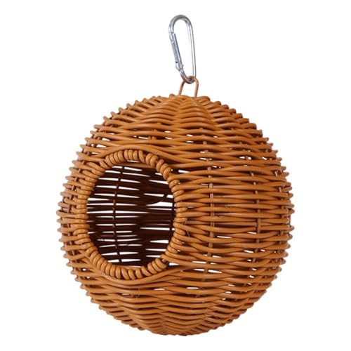 Rundes Papageienhaus zum Aufhängen, mit simulierter Rattan-Textur, Vogelnest für Haustiere, Vögel, runde, ruhende Hängematte, Käfigzubehör, hängendes Papageiennest von Ldabrye