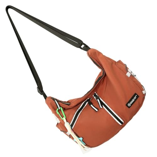Modische Nylon-Umhängetasche mit mehreren Taschen, verstellbarer Riemen, Orange, 37L x 21W x 3H cm von Ldbuejiaja
