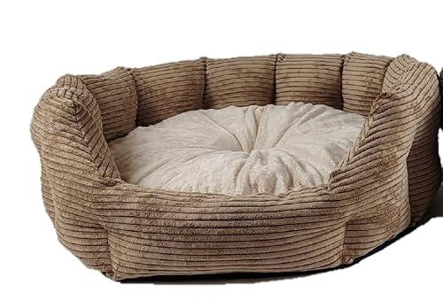 Lebon - Molli - Kord - Cord - Grau oder Braun - 75x65x25cm - Hundebett- Hochwertig und Made in EU - Kuschelweich - Hoher Rand - Waschbar - Bester Liegekomfort (Braun) von Lebon