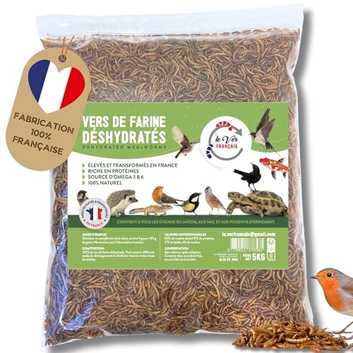 Französische getrocknete Mehlwürmer, 5 kg – Futter für Vögel, Fische, Schildkröten, Nagetiere, Igel und Reptilien Französische getrocknete Mehlwürmer, 5 kg – Futter für Vögel, Fische, Schildkröten, Nagetiere, Igel und Reptilien von Le Ver Français