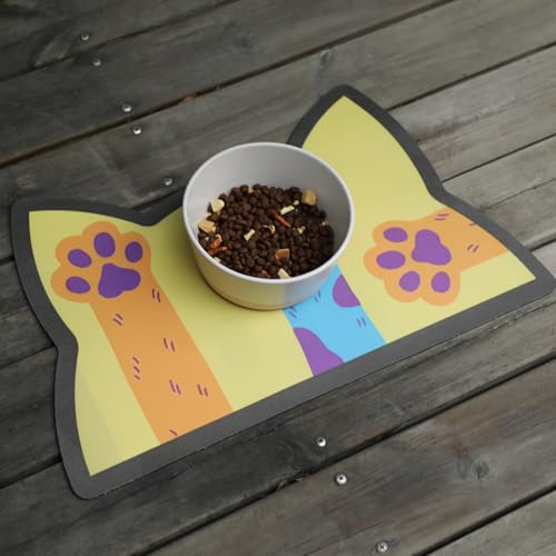 Casaido Katzenfuttermatte für Hundefutter, Katzenmatte für Futter und Wasser, Katzenfütterungsmatte, rutschfest, super saugfähig, saugfähig, Katzenköpfe, 30,5 x 48,3 cm von Le courant