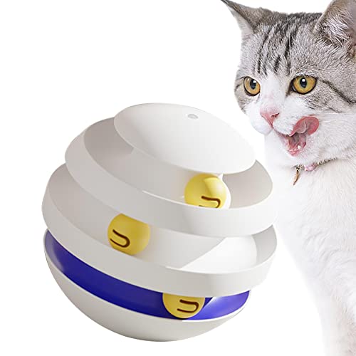 LeKing Katzenballspielzeug - 3-lagiger interaktiver Katzenball,Trainierendes Katzenspielzeug, lustiges Katzen-Selbstspielspielzeug zum Schutz von Möbeln, Katzen, Kätzchen von LeKing