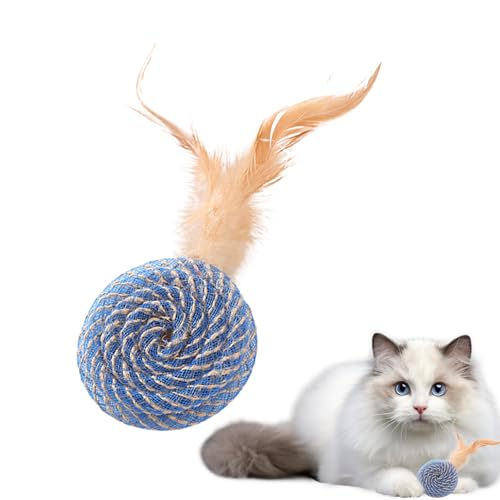 LeKing Katzenfederballspielzeug,Federballspielzeug für Katzen, Weiches Katzenspielzeug, Katzenspielzeug, interaktiver Katzenspielzeugball, lustiges Katzenspielzeug, Kätzchen-Beißspielzeug für drinnen von LeKing