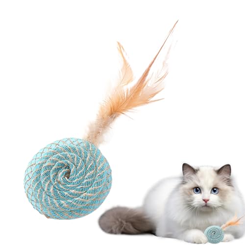 LeKing Katzenspielzeugball für Hauskatzen, Katzenfederballspielzeug - Kätzchen-Beißspielzeug,Katzenspielzeug, interaktiver Katzenspielzeugball, lustiges Katzenspielzeug, Kätzchen-Beißspielzeug für von LeKing