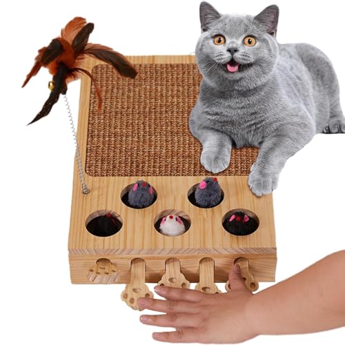 LeKing Kratzpads für Hauskatzen, Katzenkratzpad, Weiches Kratzbrett mit Federn, Lustiges Katzenspielzeug, modisches 2-in-1-Katzenspielzubehör mit Schlagmaulwurf für Tierhandlung, Zuhause, Katzenzucht, von LeKing