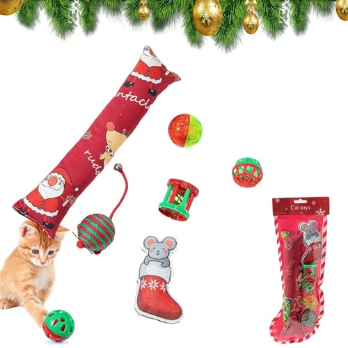 LeKing Weihnachtskatzenspielzeug,Katzen-Zauberstab-Spielzeugset mit weihnachtlichem Thema - Katzen-Teaser-Spielset, interaktives Haustierspielzeug, lustige Übung für Katzen und Kätzchen von LeKing