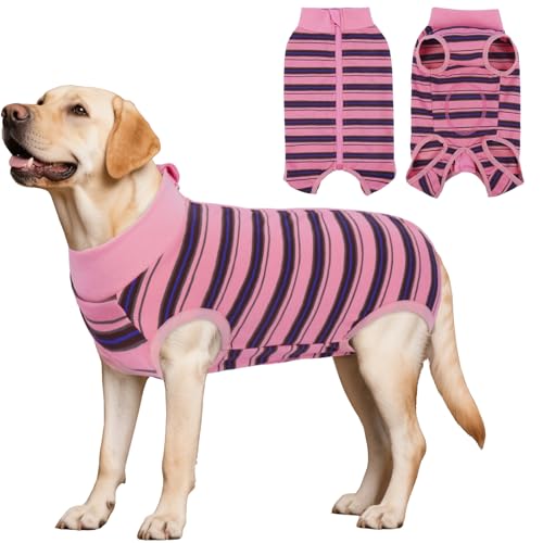 LeLePet Hunde-Genesungsanzug, gestreifte Haustier-OP-Weste für männliche Hündinnen, Hundebody nach Operationen, Einteiler für Spay Neuter, Anti-Lecken, medizinisches Haustier-Shirt für Hunde, Rosa LeLePet Hunde-Genesungsanzug, gestreifte Haustier-OP-Weste für männliche Hündinnen, Hundebody nach Operationen, Einteiler für Spay Neuter, Anti-Lecken, medizinisches Haustier-Shirt für Hunde, Rosa von LeLePet