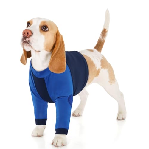 LeLePet Hunde-Genesungsanzug für Vorderbeine, Hundeärmel gegen Lecken, Ellenbogenschutz bei Beinverletzungen, Schulterwunden nach Operationen, männlich und weiblich, langärmeliges Hemd mit von LeLePet