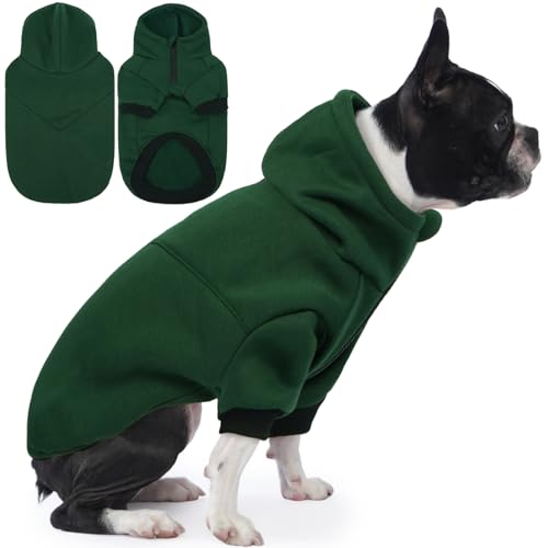 LeLePet Hunde-Kapuzenpullover mit halbem Reißverschluss und Loch für die Leine, warmes Hunde-Sweatshirt für kleine, mittelgroße und große Hunde, weiches Fleece, elastische Bündchen, Kapuzenjacke für von LeLePet