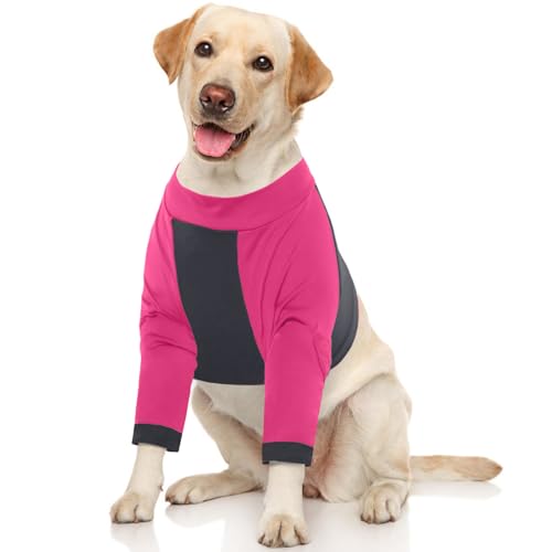 LeLePet Hundebody Nach Op, Hund Ellenbogenschutz für Vornebeine, Body für Hunde Nach Op, Wundschutzanzug Anti-Wundlecken, Weich Leckschutz Hunde für Rüde Hündin, Rosenrot 2XL von LeLePet