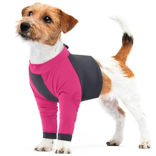 LeLePet Hundebody Nach Op, Hund Ellenbogenschutz für Vornebeine, Body für Hunde Nach Op, Wundschutzanzug Anti-Wundlecken, Weich Leckschutz Hunde für Rüde Hündin, Rosenrot M von LeLePet