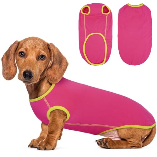 Lelepet Hundeshirt für Dackel, Hund Sommer T-Shirt Weiches Hundehemd, Atmungsaktives Dackel Hunde Shirt, Dehnbare Dackelkleidung, Leichter Hundepullover Shirt, Rosa XS von LeLePet