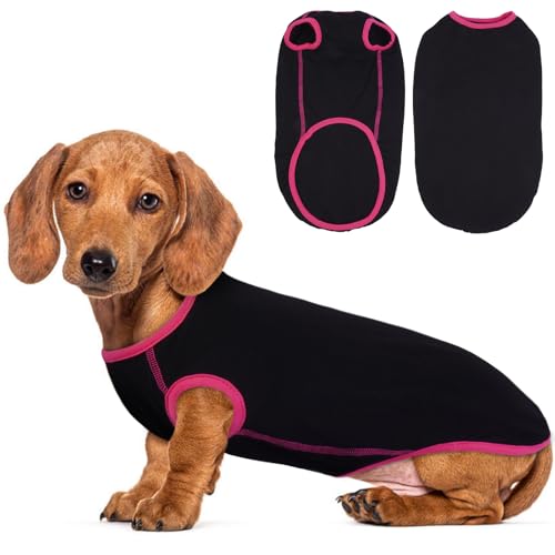 Lelepet Hundeshirt für Dackel, Hund Sommer T-Shirt Weiches Hundehemd, Atmungsaktives Dackel Hunde Shirt, Dehnbare Dackelkleidung, Leichter Hundepullover Shirt, Schwarz S von LeLePet