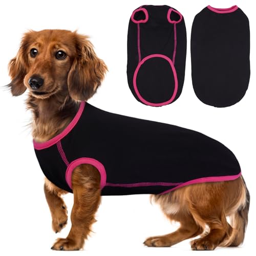 Lelepet Hundeshirt für Dackel, Hund Sommer T-Shirt Weiches Hundehemd, Atmungsaktives Dackel Hunde Shirt, Dehnbare Dackelkleidung, Leichter Hundepullover Shirt, Schwarz L von LeLePet