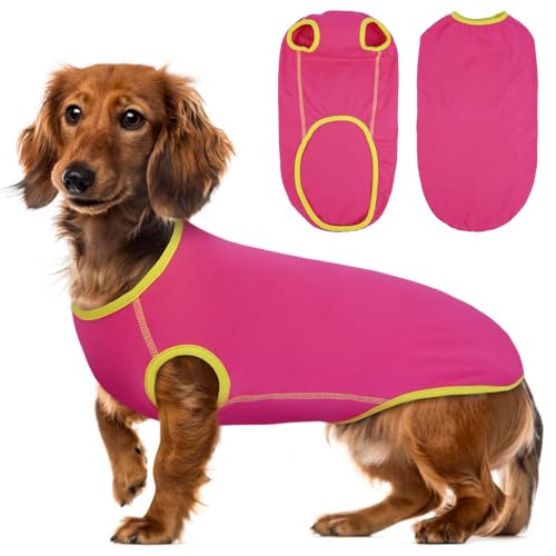 Lelepet Hundeshirt für Dackel, Hund Sommer T-Shirt Weiches Hundehemd, Atmungsaktives Dackel Hunde Shirt, Dehnbare Dackelkleidung, Leichter Hundepullover Shirt, Rosa XL von LeLePet
