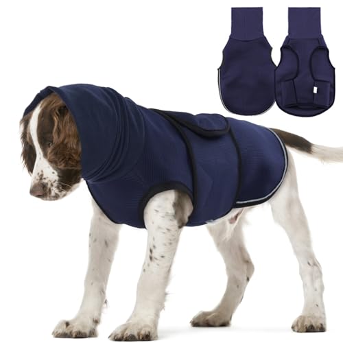 Lelepet Beruhigungswete für Hunde, Hundemantel mit beruhigender Ohrenschutz, Hund Kapuzenpullover, Hundemantel zur Linderung von Angst, Weich Beruhigungsjacke für Hunde Calmingshirt, Marineblau L Lelepet Beruhigungswete für Hunde, Hundemantel mit beruhigender Ohrenschutz, Hund Kapuzenpullover, Hundemantel zur Linderung von Angst, Weich Beruhigungsjacke für Hunde Calmingshirt, Marineblau L von LeLePet