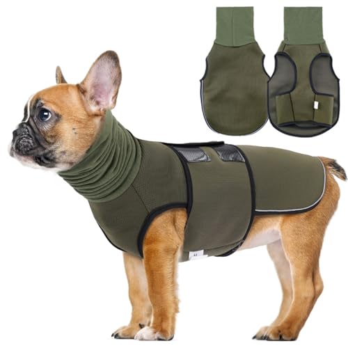 Lelepet Beruhigungswete für Hunde, Hundemantel mit beruhigender Ohrenschutz, Hund Kapuzenpullover, Hundemantel zur Linderung von Angst, Weich Beruhigungsjacke für Hunde Calmingshirt, Armeegrün M von LeLePet