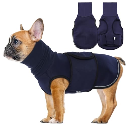 Lelepet Beruhigungswete für Hunde, Hundemantel mit beruhigender Ohrenschutz, Hund Kapuzenpullover, Hundemantel zur Linderung von Angst, Weich Beruhigungsjacke für Hunde Calmingshirt, Marineblau M von LeLePet