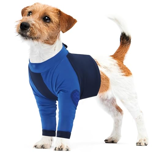 LeLePet Hunde-Genesungsmanschette – Vorderbeinschutz, chirurgischer Anzug, Wundgelenkschutz gegen Lecken, Blau, Größe L von LeLePet