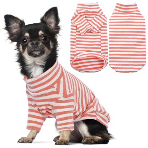 Lelepet Hundehemd Weste, leichtes gestreiftes Haustiershirt für kleine, mittelgroße und große Hunde, weiches T-Shirt für Hunde und Katzen, atmungsaktives Hunde-Sweatshirt, Welpenshirt mit Ärmeln, Lelepet Hundehemd Weste, leichtes gestreiftes Haustiershirt für kleine, mittelgroße und große Hunde, weiches T-Shirt für Hunde und Katzen, atmungsaktives Hunde-Sweatshirt, Welpenshirt mit Ärmeln, von LeLePet