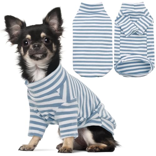 Lelepet Hundehemd Weste, leichtes gestreiftes Haustiershirt für kleine, mittelgroße und große Hunde, weiches T-Shirt für Hunde und Katzen, atmungsaktives Hunde-Sweatshirt, Welpenshirt mit Ärmeln, Lelepet Hundehemd Weste, leichtes gestreiftes Haustiershirt für kleine, mittelgroße und große Hunde, weiches T-Shirt für Hunde und Katzen, atmungsaktives Hunde-Sweatshirt, Welpenshirt mit Ärmeln, von LeLePet