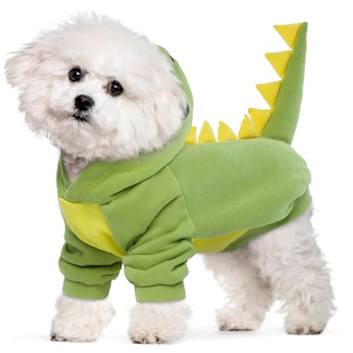 Lelepet Hundekostüm Dinosaurier Kostüm, Warm Fleece Winter Hoodie für Rüde Hündin, Lustiges Hund Halloween Cosplay Outfit Haustier Dinosaurier Hoodie, XS Lelepet Hundekostüm Dinosaurier Kostüm, Warm Fleece Winter Hoodie für Rüde Hündin, Lustiges Hund Halloween Cosplay Outfit Haustier Dinosaurier Hoodie, XS von LeLePet