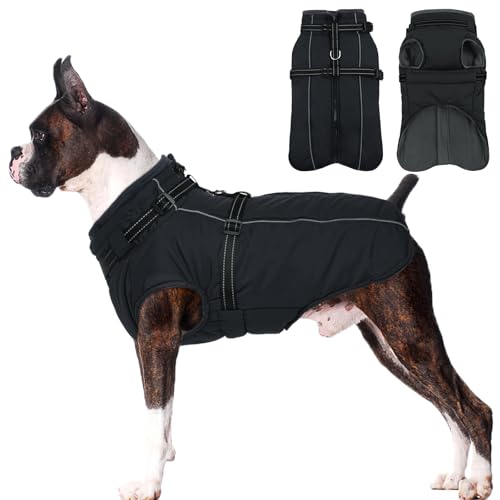Lelepet Hundemantel Mit Geschirr - Integrierter, Warmer Wintermantel, Wasserdicht, Reflektierend - Hundejacke, Schneemantel, Fleecejacke für Große Hunde Lelepet Hundemantel Mit Geschirr - Integrierter, Warmer Wintermantel, Wasserdicht, Reflektierend - Hundejacke, Schneemantel, Fleecejacke für Große Hunde von LeLePet