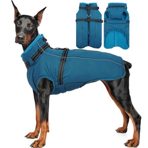 Lelepet Hundemantel für den Winter, Warme Hundejacke mit integriertem Geschirr, Winddicht Mantel mit Fleece Gefüttert für Hunde, Reflektierende Hundeweste für Kaltes Wetter, Blau M Lelepet Hundemantel für den Winter, Warme Hundejacke mit integriertem Geschirr, Winddicht Mantel mit Fleece Gefüttert für Hunde, Reflektierende Hundeweste für Kaltes Wetter, Blau M von LeLePet