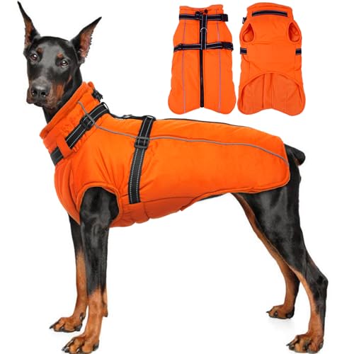 Lelepet Hundemantel für den Winter, Warme Hundejacke mit integriertem Geschirr, Winddicht Mantel mit Fleece Gefüttert für Hunde, Reflektierende Hundeweste für Kaltes Wetter, Orange M Lelepet Hundemantel für den Winter, Warme Hundejacke mit integriertem Geschirr, Winddicht Mantel mit Fleece Gefüttert für Hunde, Reflektierende Hundeweste für Kaltes Wetter, Orange M von LeLePet