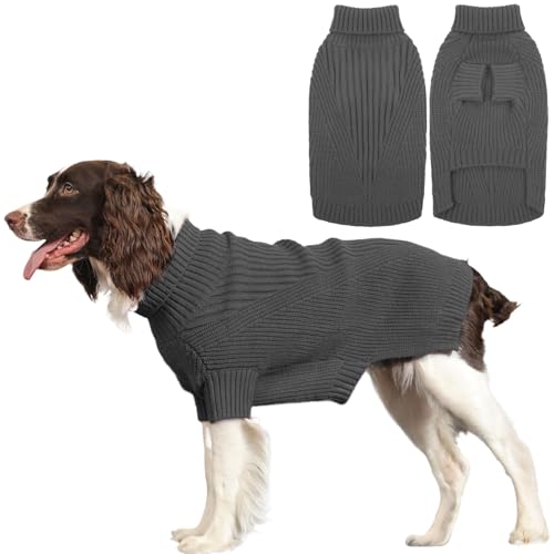 Lelepet Hundepullover, Rollkragenpullover, Hundepullover, für Herren und Damen, warm, dick, für Herbst und Winter, gemütliche Haustierkleidung für drinnen und draußen, Weihnachten, Grau, Größe M Lelepet Hundepullover, Rollkragenpullover, Hundepullover, für Herren und Damen, warm, dick, für Herbst und Winter, gemütliche Haustierkleidung für drinnen und draußen, Weihnachten, Grau, Größe M von LeLePet