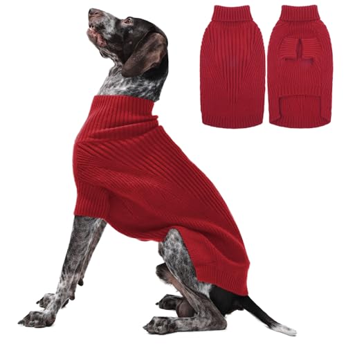 Lelepet Hundepullover, Rollkragenpullover, Strickware, Pullover für große Hunde, für Mädchen und Jungen, warmes, dickes Hunde-Sweatshirt, Outfit für Herbst und Winter, gemütliche Haustierkleidung für von LeLePet
