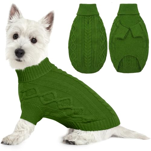Lelepet Winter Hundepullover, Gestrickter Warmer Hundepulli mit Rollkragen, Weihnachtspullover für kaltes Wetter, Weiche Hundestrickwaren für Hunde, Hundemantel Sweater Haustier Bekleidung, Grün S Lelepet Winter Hundepullover, Gestrickter Warmer Hundepulli mit Rollkragen, Weihnachtspullover für kaltes Wetter, Weiche Hundestrickwaren für Hunde, Hundemantel Sweater Haustier Bekleidung, Grün S von LeLePet