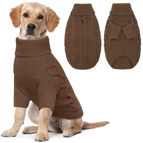 Lelepet Hundepullover Winter Hundepullover, Gestrickter Warmer Rollkragenpullover Hund Weihnachtspullover für kaltes Wetter, Weiche Hundestrickwaren für Große Hunde Jungen Mädchen Haustier Weste von LeLePet