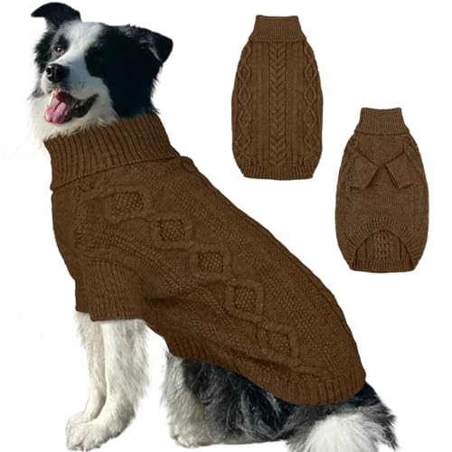 Lelepet Hundepullover für den Winter, gestrickter warmer Rollkragenpullover für kaltes Wetter, weiche Hundestrickwaren für mittelgroße Hunde, Jungen, Mädchen, Haustierweste, Outfit, Katzenpullover, von LeLePet